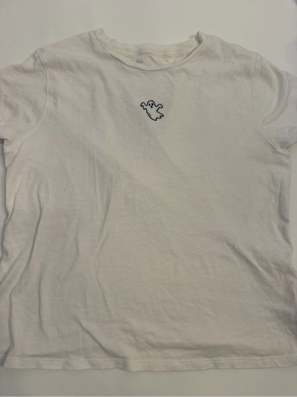 aerie Cream Crew Neck T‑Shirt with ghost Halloween size small